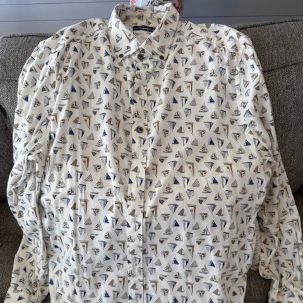 Nautica Sailboat Print Buttondown Long Sleeve - Size XL